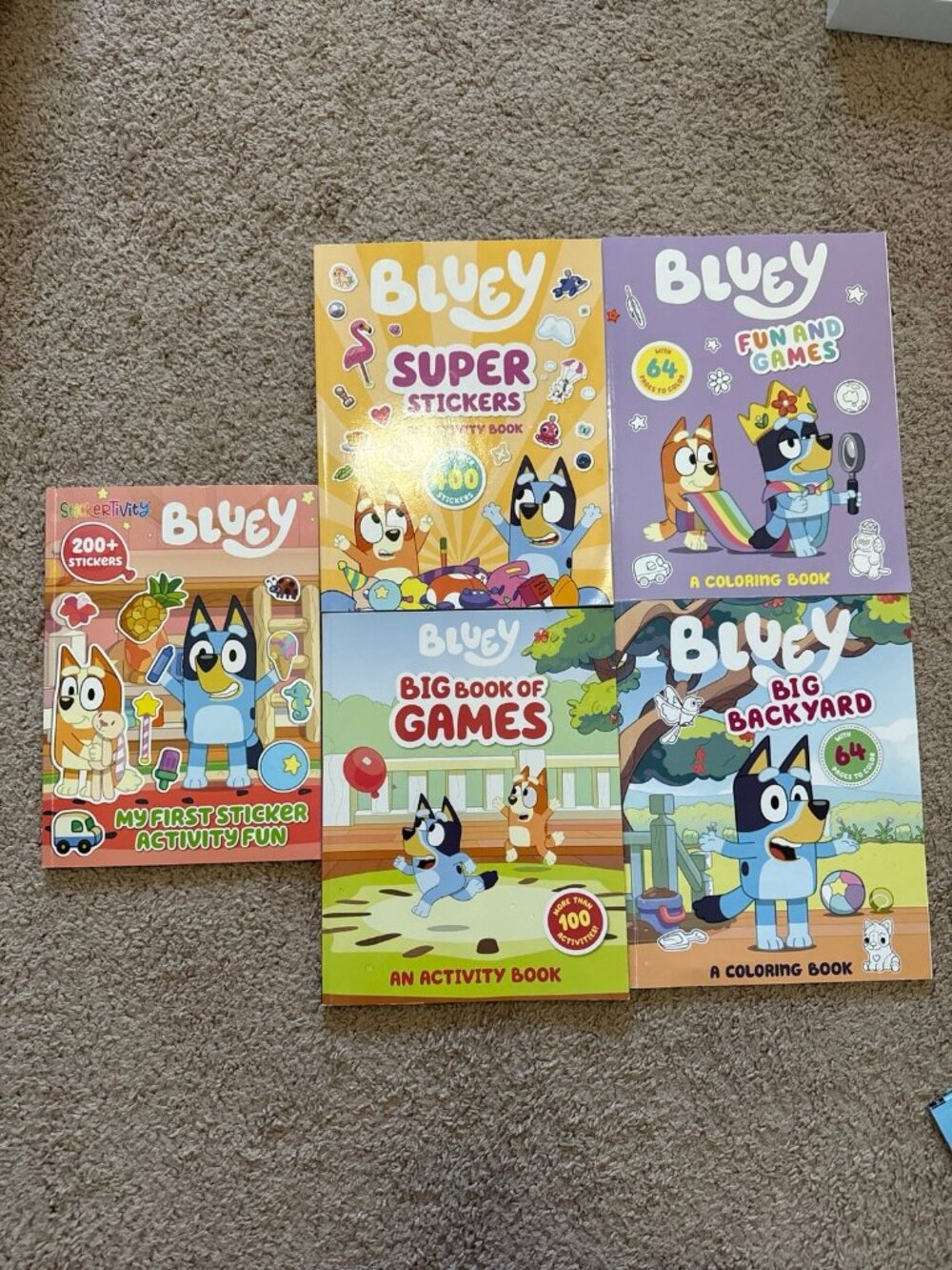 5 bluey coloring, sticker activity books